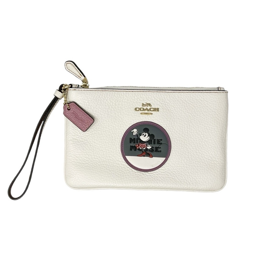 Coach x Disney Pebble leather Minnie Mouse Patch wristlet purse wallet